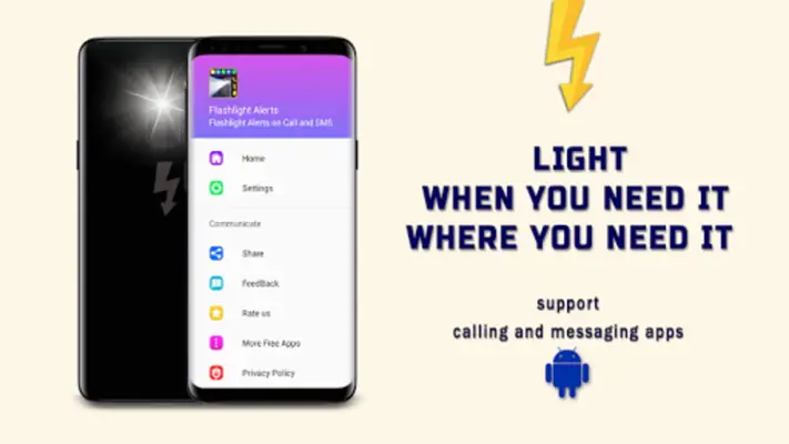 Flash on Call & SMS Super LED android App screenshot 2